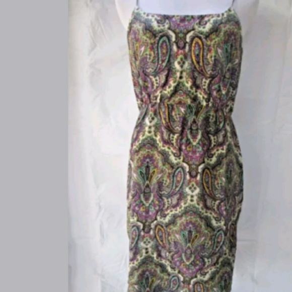 J. Crew Silk Paisley Spaghetti Strap Dress – Purple Multi – Size 10 - Picture 2 of 6